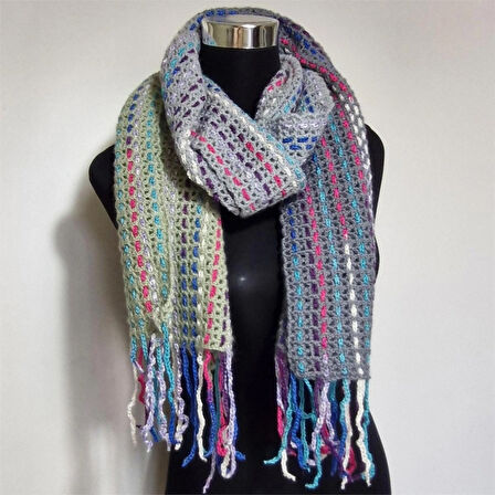 El Örgüsü  Şal, El Yapımı renkli Hediyelik Şal ,tasarım Şık Şal,  Moli Tasarım