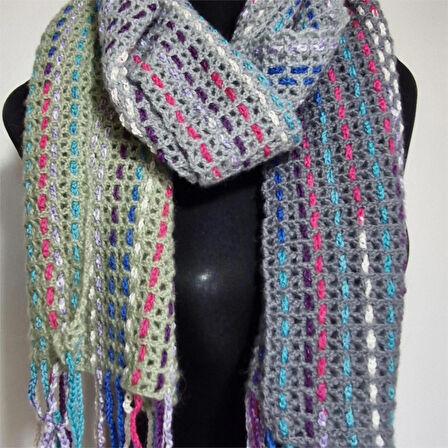 El Örgüsü  Şal, El Yapımı renkli Hediyelik Şal ,tasarım Şık Şal,  Moli Tasarım