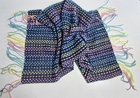 El Yapımı geniş Şal , El Örgüsü tasarım , Hediyelik Şal, Şık Şal, Çok Renkli , Moli Tasarım