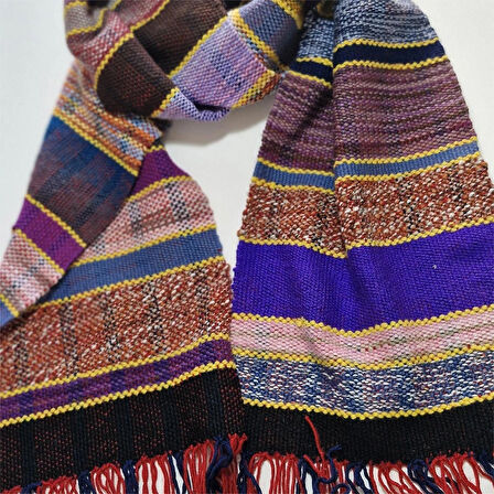 Çok Renkli, El Dokuması Atkı, Kilim Dokuması Yünlü Atkı, Tasarım, Şık Kaşkol, Moli Tasarım
