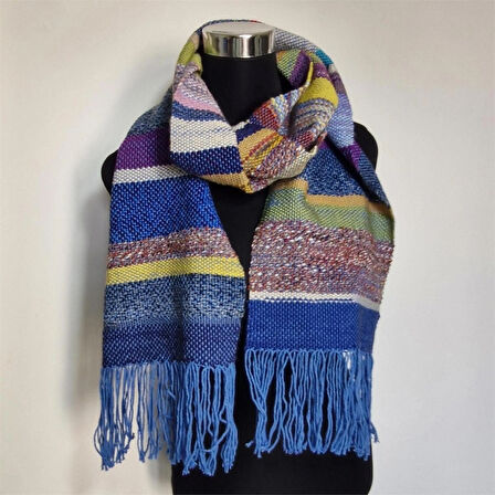 Çok Renkli, El Dokuması Atkı, Kilim Dokuması Yünlü Atkı, Tasarım, Şık Kaşkol, Moli Tasarım