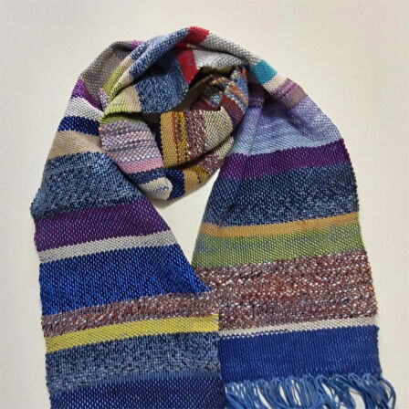Çok Renkli, El Dokuması Atkı, Kilim Dokuması Yünlü Atkı, Tasarım, Şık Kaşkol, Moli Tasarım