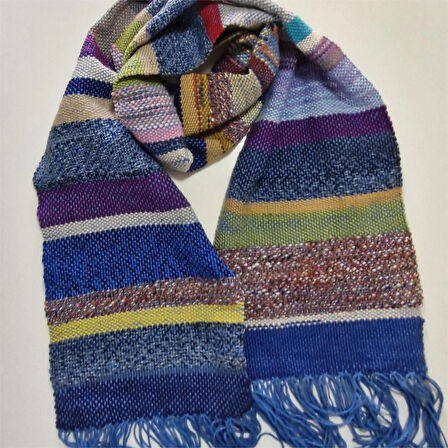 Çok Renkli, El Dokuması Atkı, Kilim Dokuması Yünlü Atkı, Tasarım, Şık Kaşkol, Moli Tasarım
