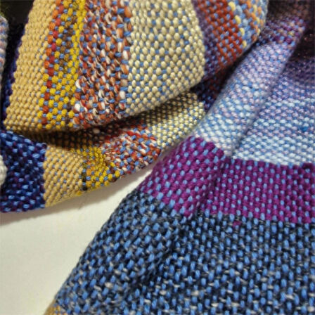 Çok Renkli, El Dokuması Atkı, Kilim Dokuması Yünlü Atkı, Tasarım, Şık Kaşkol, Moli Tasarım