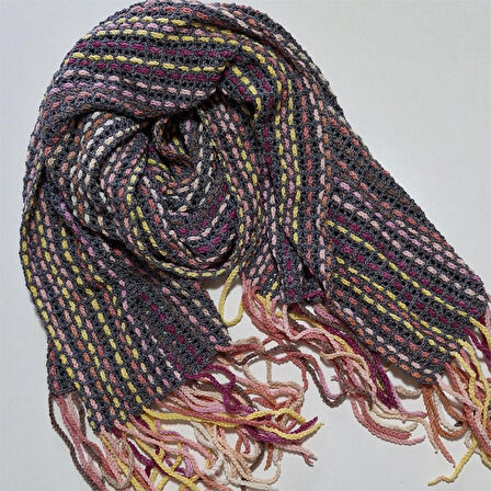 El Yapımı geniş Şal , El Örgüsü tasarım , Hediyelik Şal, Şık Şal, Çok Renkli , Moli Tasarım