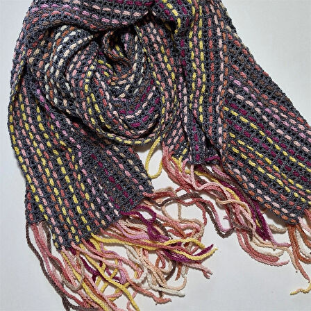 El Yapımı geniş Şal , El Örgüsü tasarım , Hediyelik Şal, Şık Şal, Çok Renkli , Moli Tasarım