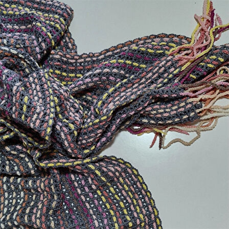 El Yapımı geniş Şal , El Örgüsü tasarım , Hediyelik Şal, Şık Şal, Çok Renkli , Moli Tasarım