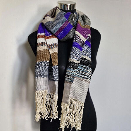 Çok Renkli, El Dokuması Atkı, Kilim Dokuması Yünlü Atkı, Tasarım, Şık Kaşkol, Moli Tasarım