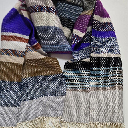 Çok Renkli, El Dokuması Atkı, Kilim Dokuması Yünlü Atkı, Tasarım, Şık Kaşkol, Moli Tasarım