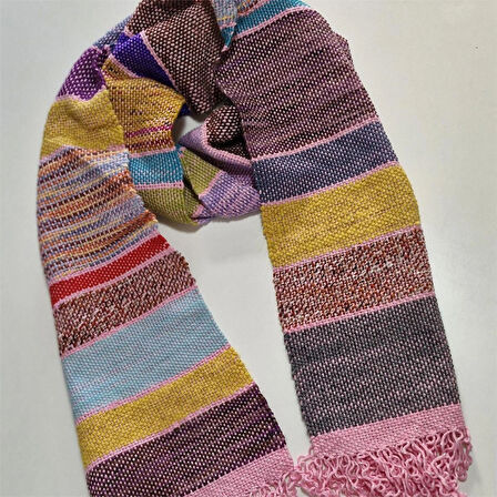Çok Renkli, El Dokuması Atkı, Kilim Dokuması Yünlü Atkı, Tasarım, Şık Kaşkol, Moli Tasarım