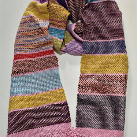 Çok Renkli, El Dokuması Atkı, Kilim Dokuması Yünlü Atkı, Tasarım, Şık Kaşkol, Moli Tasarım