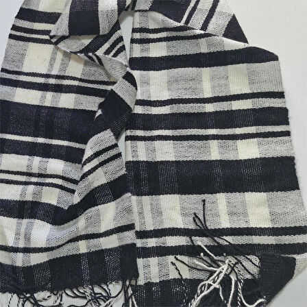 Siyah, Beyaz Simli El Dokuması Atkı, Kilim Dokuması Yünlü Atkı, Tasarım, Şık Kaşkol, Moli Tasarım, 