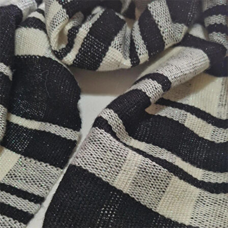 Siyah, Beyaz Simli El Dokuması Atkı, Kilim Dokuması Yünlü Atkı, Tasarım, Şık Kaşkol, Moli Tasarım, 
