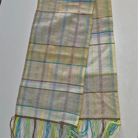 Ekru El Dokuması Atkı, Kilim Dokuması Tiftik Yünlü Atkı, Tasarım, Şık Kaşkol, Moli Tasarım