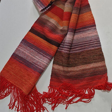 Çok Renkli, El Dokuması Atkı, Kilim Dokuması Yünlü Atkı, Tasarım, Şık Kaşkol, Moli Tasarım