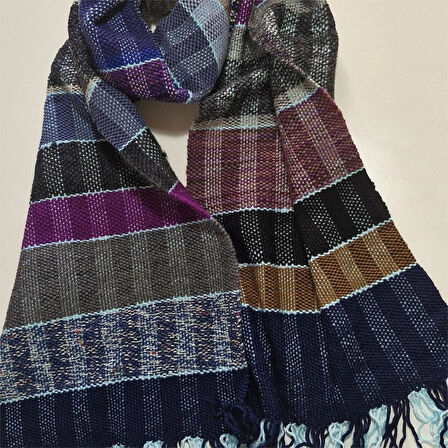 Çok Renkli, El Dokuması Atkı, Kilim Dokuması Yünlü Atkı, Tasarım, Şık Kaşkol, Moli Tasarım