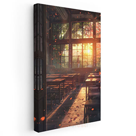 Sonbahar Sınıfı - Altın Gün Batımı Anime Kanvas Tablo