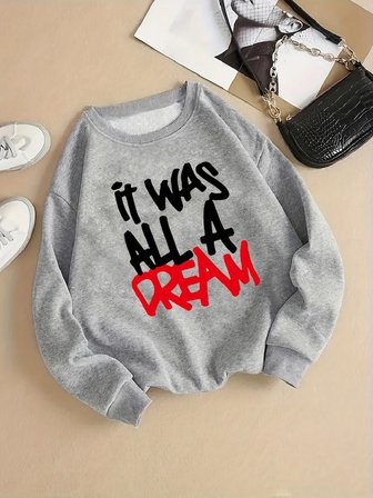 Kadınlar rahat rahat kazak oldu bir rüya baskılar kazak moda sıcak giyim gevşek Crewneck pola
