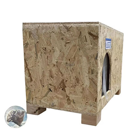 Reyo Kedi Evi Dış Ortam Uygun Ahşap Kedi Evi OSB 61x41x36 cm - CAT48