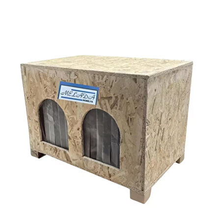 Reyo Kedi Evi Dış Ortam Uygun Ahşap Kedi Evi Double OSB 61x41x36 cm - CAT50