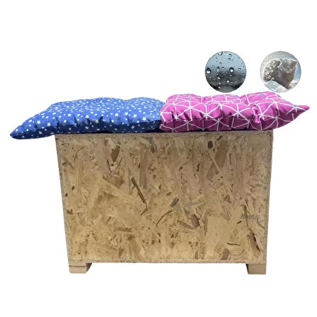 Reyo Kedi Evi Dış Ortam Uygun Ahşap Kedi Evi Double OSB Minderli 61x41x36 cm - CAT51M