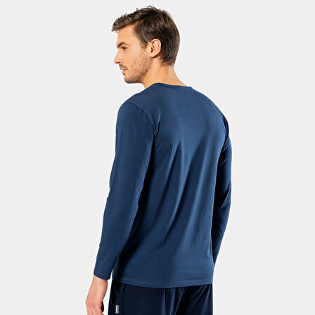 Cacharel Erkek V Yaka Uzun Kollu T-Shirt 1334/İndigo