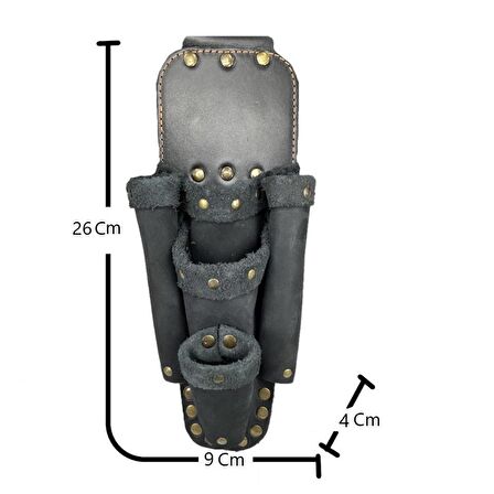 Hakiki Deri CA102 Elektrikçi Teknisyen Bel Çantası Süet Siyah