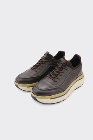 Hakiki Deri Yüksek Taban Erkek Sneaker