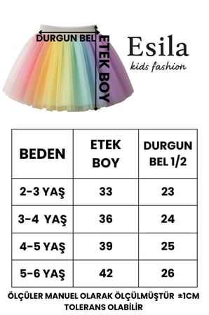 Kız Çocuk Etek Çok Renkli Doğum Günü, 23 Nisan ve 29 Ekim Eteği