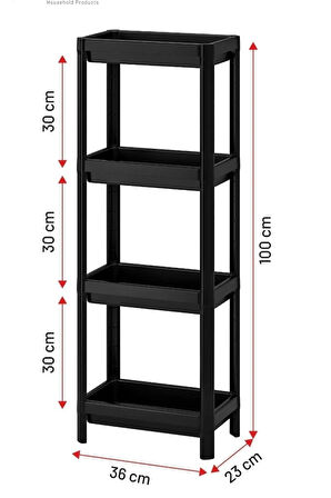 Vesken 4 Katlı Banyo Raf Ünitesi Banyo Düzenleyici Şampuanlık Dolap