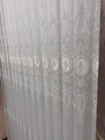 NİVEMESHOME HAZEL APLİK3 EKRU 1/3 PİLELİ BAMBU TÜL PERDE