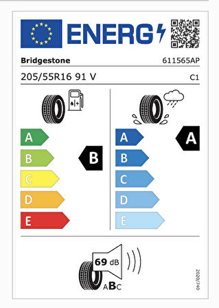 Bridgestone 205/55R16 91V Turanza 6 B-A-69 Yaz Oto Lastiği (Üretim Yılı: 2025)