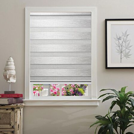 Hazır Hasır Bambu Zebra Stor Perde Gri 120x200cm