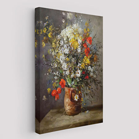 Vazodaki Renkli Çiçekler Duvar Tablosu-6119
