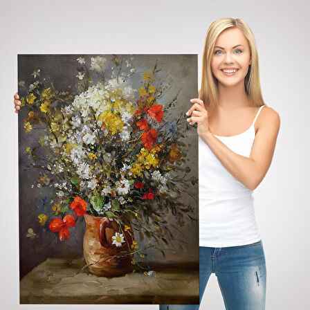 Vazodaki Renkli Çiçekler Duvar Tablosu-6119