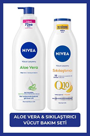 Nivea Q10 Sıkılaştırıcı C Vitamini Vücut Losyonu 250ml ve Aloe Vera Derin Nemlendirici Serum Losyon 400ml