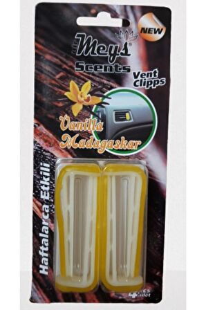 Oto Kalorifer Izgara Geçme Koku 2 Paket (8 Adet) Oto Kokusu Sarı Vanilla Madagarkar