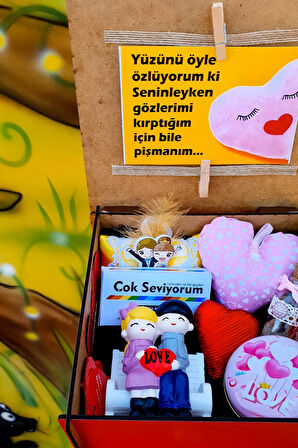 Sevgiliye Seni Seviyorum Lüks Ahşap Kutuda Süper Romantik Hediyeler Konsept Doğum Günü 1masal7box9