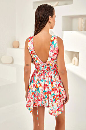 Lapieno 4119 Kadın V Yaka Elbise Mayo