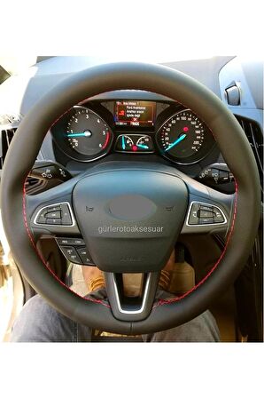 Ford Courier Uyumlu Kırmızı Ipli Dikmeli Direksiyon Kılıfı (10.5CM)