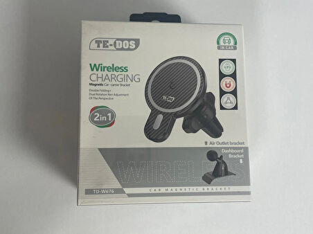 TE-DOS TD-W676 2in1 Magsafe Şarjlı Araç Telefon Tutucu