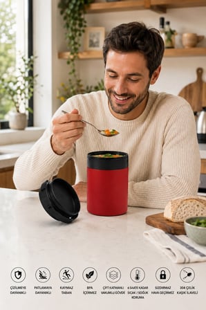 550 ML Paslanmaz Çelik Sızdırmaz Termos Yemek Taşıma Kabı / Sefer Tası Beslenme Kutusu