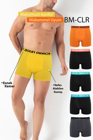 Erkek Boxer Likralı Premıum 6'lı Kutu LEONARD