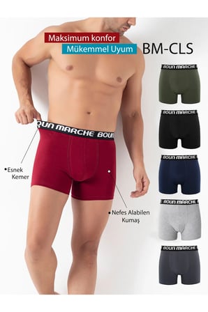 Erkek Boxer Likralı Premıum 6'lı Kutu JONES