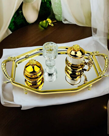 Infinity Gold Şık Söz Nişan Tepsisi