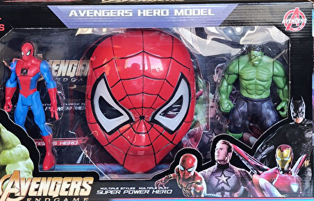 2156 AVENGERS SPİDERMAN MASKELİ HULK VE SPİDERMAN KARAKTER SETİ 17 cm