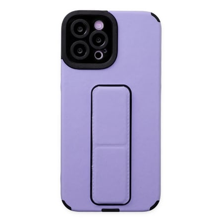 Apple iPhone 12 Pro Max Kılıf Mega Standlı Silikon - Lila