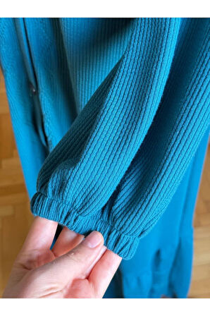 Boy Düğmeli Nakışlı Örme Elbise 2406 NAVRA |