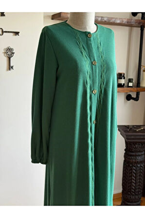 Boy Düğmeli Nakışlı Örme Elbise 2406 NAVRA |