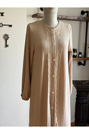 Boy Düğmeli Nakışlı Örme Elbise 2406 NAVRA |